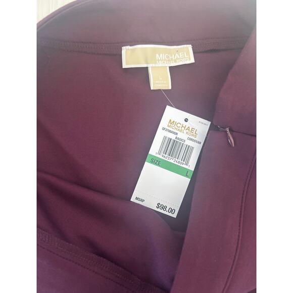 MICHAEL MICHAEL KORS BURGUNDY VEGAN FAUX LEATHER PONTE KNIT SKIRT NWT LARGE - Picture 5 of 7